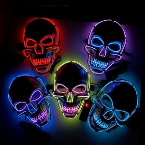 <span class=keywords><strong>Maschera</strong></span> <span class=keywords><strong>Scheletro</strong></span> LED Luminosa in PVC per Feste di Halloween, Accessori per Costumi, 18+ Anni - Product Image 1