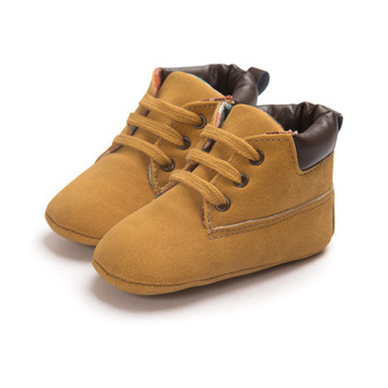 Suede Leather Moccasins Handmade Brown Soft Sole Non Slip Baby Fashion Sneakers Light Lace up Newborn Toddler Shoes Baby's Boots