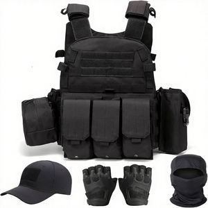 Gilet en jean tactique d'extérieur style usine, unisexe, ajustement réglable, noir, design Molle pour l'entraînement sportif et les activités de plein air - Product Image 2