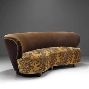 <span class=keywords><strong>Sofá</strong></span> Seccional Curvo de Tela Marrón de Dos <span class=keywords><strong>Plazas</strong></span> para Hotel, Apartamento u Oficina - Product Image 2
