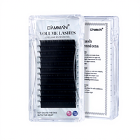 DAMMAN Camellia Extensions de cils 0.05 C D Mix Longueur Noir Mat Volume Cils Racine Adhésif Cils Individuels