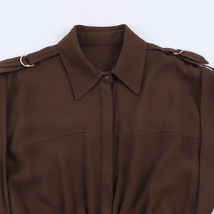 SHENZHU Vestido Midi para Mujer, Nuevo Modelo 2026, Elegante y Moderno con Cinturón, Color Marrón, Estilo Vintage, Casual, Sin Mangas, Vestidos Femeninos, Robe Mujer - Product Image 3