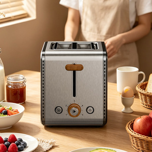 Tostadora Eléctrica <span class=keywords><strong>de</strong></span> Acero Inoxidable <span class=keywords><strong>de</strong></span> 2 Rebanadas, Tostadora Automática con Ajuste <span class=keywords><strong>de</strong></span> Tostado, 900W, para Uso Doméstico en la Cocina - Product Image 3