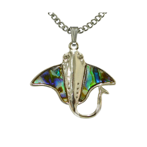 Trẻ em cổ điển của paua vỏ cá đuối gai độc quyến rũ Mặt dây chuyền vòng cổ với 18 "chuỗi kim loại - Product Image 1