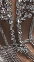 Personnalisé Élégant Brillant Strass Gland Dos Nu Sexy Abricot Robe De Soirée Nouveau Conçu Discothèque Club Femmes Robe De Soirée