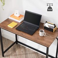 Table de bureau à domicile de style moderne industriel en bois et cadre en métal brun noisette et noir Bureau de jeu pour petits espaces