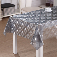 Nappe en PVC semi-transparente à motif géométrique argenté RNPT, imperméable et résistante à l'huile, pour table à manger