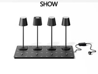 Lampe de table sans fil multi-ports 8-en-1 avec station de charge – Supporte plusieurs lampes, lampe de bureau LED portable sans fil pour restaurant