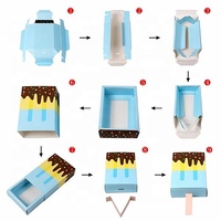 Bac à papier jetable biodégradable avec logo personnalisé en gros Boîte d'emballage en papier pour crème glacée colorée