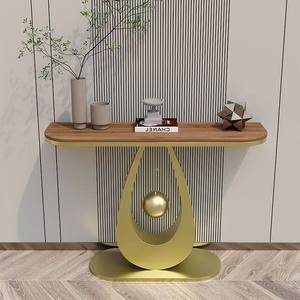 Table console minimaliste semi-circulaire ultra-étroite en dalle de schiste de luxe nordique pour entrée, salon et salle à manger - Product Image 3