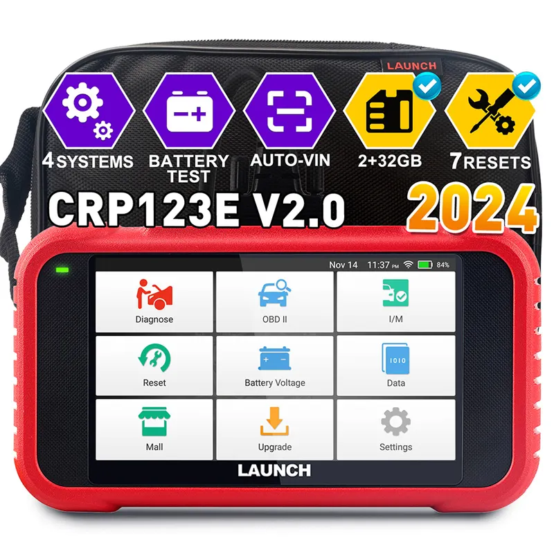 Launch CRP123E V2.0 2024 Nouveau modèle Quatre systèmes Scanner automobile professionnel Lecteur de code OBD2 Mise à jour gratuite à vie