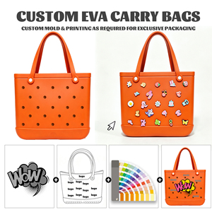Sac d'été léger en EVA, color-block, structuré, fourre-tout ouvert, tendance, perforé, sac à main élégant, sac seau, deux grandes poches - Product Image 6