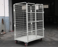 RB1002 Entrepôt Cargo Transport Électrique Galvanisé Pliant Treillis Métallique Conteneur Logistique Chariot Roulant