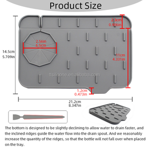 Eco-Friendly Rectangle Classic Silicone Faucet Mat Sink Water Splash Guard Double-<b>Sided</b> Usable Easy to Cut Kitchen Tools - Product Image 4