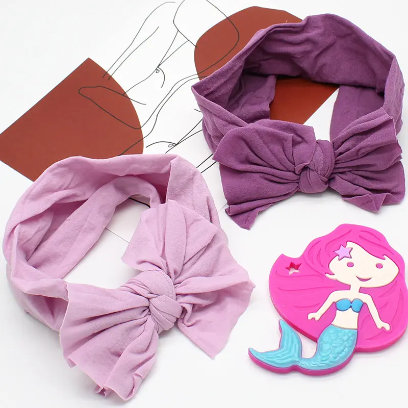 Purple Knot bow headband nylon baby headwrap cloth hair bands hair accessories headband