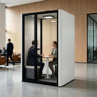 Cabine de bureau insonorisée moderne et silencieuse avec cadre en aluminium blanc minimaliste, port de charge USB, pour bureau à domicile, hôtel