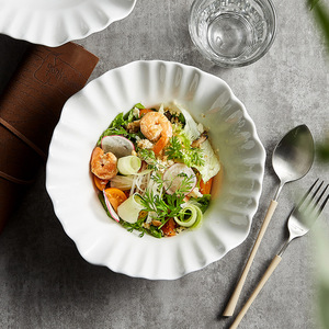 Tazón de Ensalada Diagonal Ecológico de Porcelana, 8.5 Pulgadas, Redondo, Estilo Nórdico, Vajilla de Cerámica Blanca para el Hogar - Product Image 4