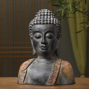 Decoración Artesanal de Resina con Ojos Cerrados, Estilo Budista, Escultura Religiosa para Jardín Exterior, Estatua de Buda de Medio Cuerpo - Product Image 1