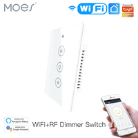 Moes US Type Panneau Verre Tactile Wifi Tuya App Télécommande Smart Dimmer Switch Fonctionne avec SMART SPEAKER