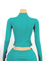 Ensemble respirant 2 pièces personnalisé avec logo, haut court à manches longues et pantalon long, avec ceinture repliable pour femme, été 2026 OEM ODM