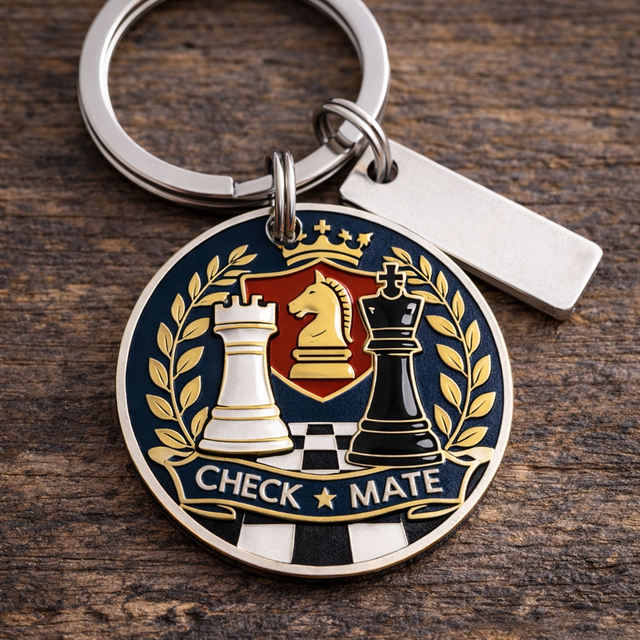 Manufacturer Custom Logo Chess Charm Metal Chess Keychain Strategy Game Keyring Promotional Gift