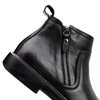 Bottes mi-mollet en cuir véritable pour homme, avec doublure en polaire, en cuir de vache, avec fermeture éclair latérale antidérapante, bottes Chelsea pour l'automne et l'hiver