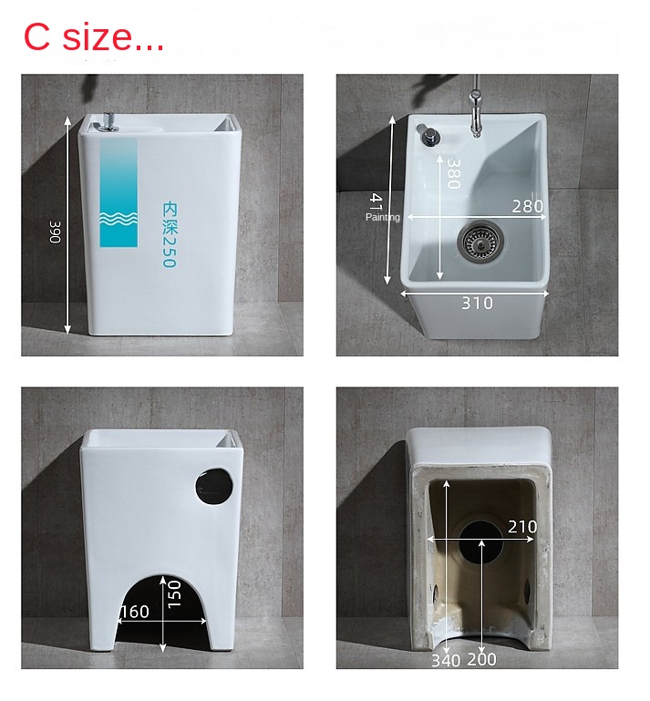 2022 Bathroom Sinks Deep Height Basins Specifications Porcelain White Ceramic Mop Washroom Sink