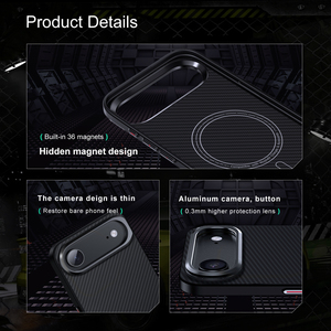 Étui magnétique ultra-fin Laudtec en fibre d'aramide 600D compatible <span class=keywords><strong>iPhone</strong></span> 17 Air 17 Pro Max avec support d'objectif dissimulé et béquille ODM OEM - Product Image 4