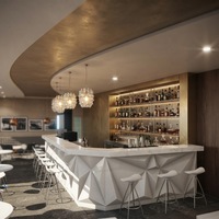 Ensemble de comptoir de bar en forme de L personnalisé en matériau solide blanc avec design diamant pour salon