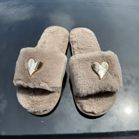 Chaussons d'intérieur pour femmes à bout ouvert, en fausse fourrure moelleuse, couleur unie, avec semelle extérieure souple en TPR antidérapante, confortables et chauds pour le printemps