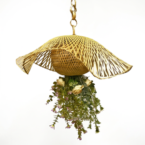 Artificial Hanging Flower Basket with Rose and Greenery Decorative Wicker Planter for Home Garden <b>Wall</b> <b>Decor</b> - Product Image 1