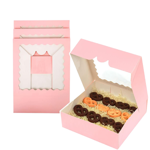 Eco-Friendly Food-Grade Embossed <b>Recycled</b> Paperboard Custom Square Kraft Windowed Baking Dessert <b>Boxes</b> for Takeaway Customers - Product Image 1