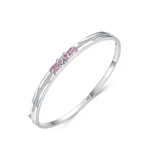 New Arrival Ins Style Pink Zircon Bangle Light Luxury High End 925 Sterling Silver Fashion Jewelry Bracelet Bangle For Women