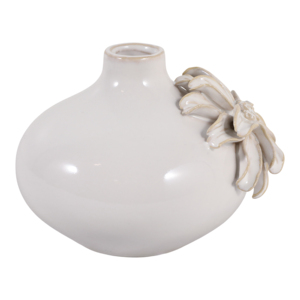 Vaso in Ceramica Rotondo con Dettagli Floreali Tridimensionali e Finitura Lucida per Arredamento Casa - Product Image 4