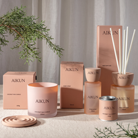 AIKUN - Difusor de Aromas al por Mayor, Vela Perfumada de Cera de Soja en Frasco de Vidrio Esmerilado con Fragancia y Color Personalizados, y Caja de Regalo