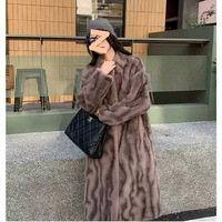 Veste en fausse fourrure de chinchilla à motif animalier noir pour femmes, hiver, manches longues, taille plus, manteau tricoté coupe-vent