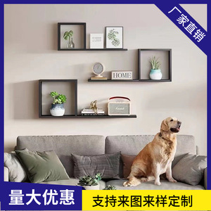 <b>Wall</b>-<b>mounted</b> Wooden Storage Rack Rectangle 2 Layers Floating <b>Shelf</b> For Living Room <b>Wall</b> Decoration - Product Image 5