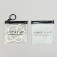 Sac d'emballage étanche en PVC givré transparent avec fermeture éclair, personnalisable avec logo estampé à chaud, pour petits bijoux, boucles d'oreilles et colliers