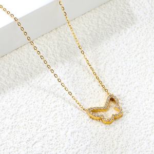 Collar con Colgante de Mariposa Hueca de Acero Inoxidable Chapado en Oro de 18K con Circonitas, Joyería Impermeable para Mujer, Cadena de Collar - Product Image 4