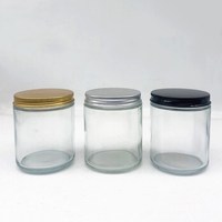 Stoples lilin bulat bening sisi lurus kosong, 60ml 120ml 250ml dengan tutup logam aluminium emas hitam, toples kaca lilin transparan