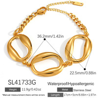 Pulsera de Acero Inoxidable Chapada en Oro de 18K con Colgante Geométrico Ovalado de Conchas Grandes Estilo Oceánico SUMMLY, Joyería de Moda
