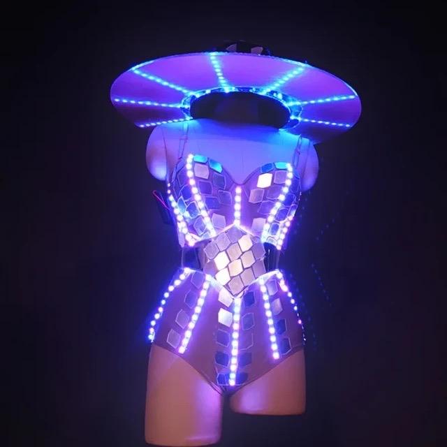 Futuristic Dance Costume LED Light Up Stage Wear