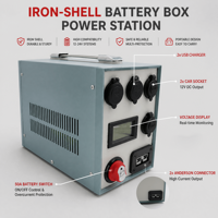 Boîte à batterie portable, station d'alimentation 12V/24V avec interrupteur de batterie 50A, chargeurs USB pour voiture, prises de voiture, connecteurs Anderson DAMAVO