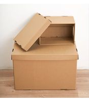 Grandes boîtes de rangement carrées en kraft durables, réutilisables et écologiques avec couvercles gaufrés, conteneurs en papier pour l'expédition et le déménagement