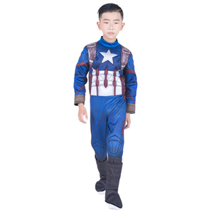 Disfraz de Capitán América para niños de 8 a 13 años, traje de héroe azul, rojo y blanco con escudo, traje para actuaciones en escenario - Product Image 2