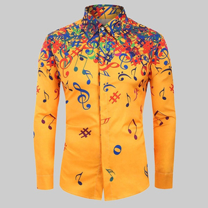 Autumn Men <strong>Shirts</strong> Casual <strong>Musical</strong> <strong>Note</strong> Printed Long Sleeve Turndown Collar <strong>Shirt</strong> Blouse Top for Men Fashion Clothing - Product Image 5