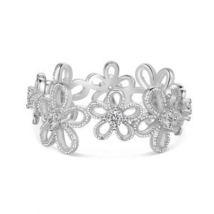 Dylam Lovely <b>Dainty</b> Fine Fashion Jewelry Rhodium Plated 925 Sterling Silver Cluster Flower 5A Zirconia Daily Wear Women <b>Rings</b> - Product Image 1