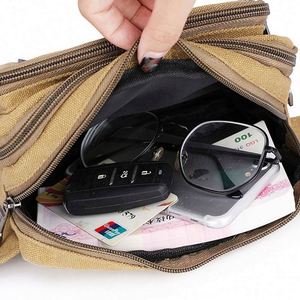 Custom Logo Khaki Color Outdoor Sport Durable <b>Canvas</b> Adult Waist Bag Men Leisure Fanny <b>Pack</b> - Product Image 4