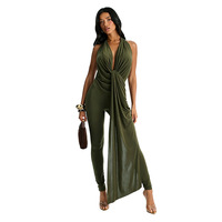 Combinaison moulante asymétrique sexy à col halter et dos nu pour femme – Idéale pour l'été
