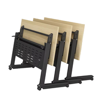 Bureau d'étude pliable moderne et économique avec cadre en métal et plateau en bois pour le bureau et l'université, garantie de 3 ans